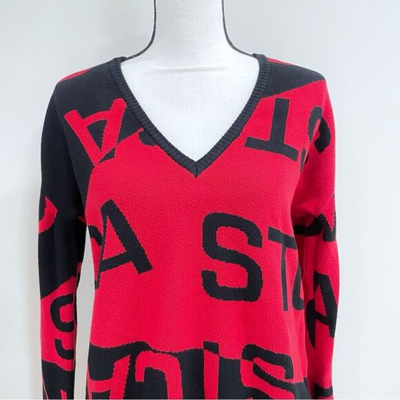 Just Cavalli Jacquard-Knit Cotton Mini Sweater Dress Red Black, Women Medium - Picture 4 of 8